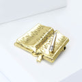 Textured Open Book Brooch with Raised Fountain Pen Detail view 3