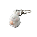 Flocked Bunny Turtle Pig and Puffer Animal Keychains view 5