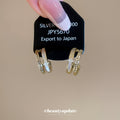 Gold Double Band Shell Inlay Hoop Earrings With A Polished Gold-Tone Finish view 4