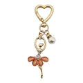 Ballerina Keychain Gold Heart Clasp Pearl Coral Tutu Charm view 5