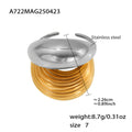 Open Ring Stainless Steel Smooth Top Ribbed Texture Gold Silver view 8