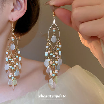 Colorful Beaded Chandelier Hook Earrings Fashion Jewelry