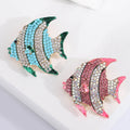 Striped Tropical Fish Brooch in Blue Green or Pink Crystal view 2