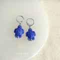 Blue White Porcelain Ceramic Drop Hoop Earrings Set view 6