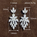 Silver Tone Marquise Crystal Leaf Cluster Earrings view 4