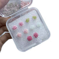 Ten Pair Multicolor Small Resin Rose Flower Stud Earring Set view 5