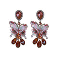 Pink Butterfly Red Crystal Drop Earrings Jewelry Accessories view 5