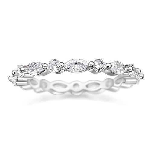 Second product view showing silver-tone alternating marquise and round clear-stone band