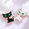Black Silver Tone Cat Two Designs Metal Brooch Pin view 3