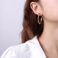 Twisted Double Rope C-Hoop Earrings Gold Steel Titanium view 3