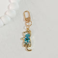 Gold Tone Pressed Flower Cat Resin Clip Keychains in Eight Designs view 11