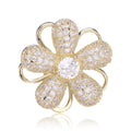 Gold Tone Crystal Flower Brooch with Open Loop Petals view 6