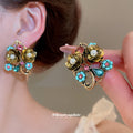 Vintage Style Crystal Floral Stud Earrings in Two Designs view 3