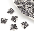 Antique Silver Tone Engraved Butterfly Charms with Loop view 1