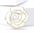 Gold Trim Camellia Brooch In White And Black Enamel view 4