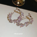 Purple Butterfly Crystal Cluster Small Hoop Earrings view 2