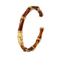 Amber Bamboo Open Cuff Bangle Gold Copper Oil Drip view 5