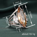 Champagne Marquise Solitaire Pear-Side Statement Ring In Silver Tone view 4