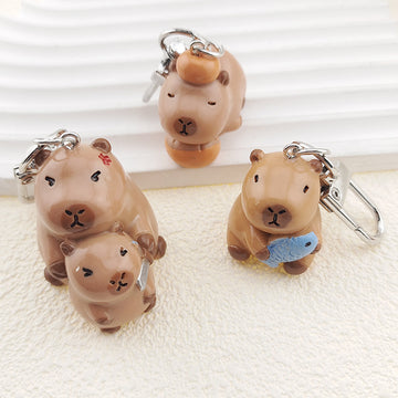 Capybara Food and Costume Figure Clip Keychains in Six Designs