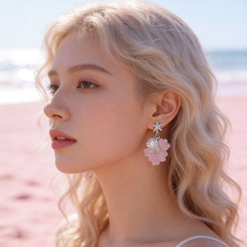 Starfish Shell Petal Cascade Stud Earrings in Two Colors