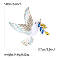 White Enamel Dove Brooch Olive Branch Rhinestone Wings view 4