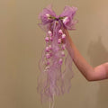 Lily of the Valley Organza Bow Duckbill Hair Clips Two Colors view 2