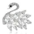 Rhinestone Swan Brooch Clear Marquise Crystal Bird Pin view 2