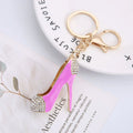 Enamel Stiletto High Heel Keychain Rhinestone Toe Cap view 7