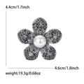 Five Petal Dark Crystal Flower Brooch With White Pearl view 6