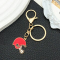 Red Football Helmet and Mixed Sports Metal Keychain Set view 2