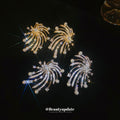 Two Tone Firework Fringe Stud Earrings with Pearl Accents view 2