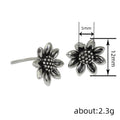 Sunflower Stud Earrings in Antique Silver-Tone Metal Jewelry view 4