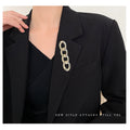Four Open Oval Link Metal Brooch in Silver and Gold view 2