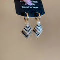 Black And White Crystal Diamond Drop Convertible Earrings view 6