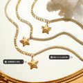Gold Five-Point Star Dual Chain Geometric Bracelet view 2