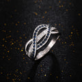 Silver Tone Blue And Clear Interwoven Infinity Ring view 3