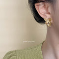 Gold Dual Butterfly Stud Earrings Textured Wing Pair view 2