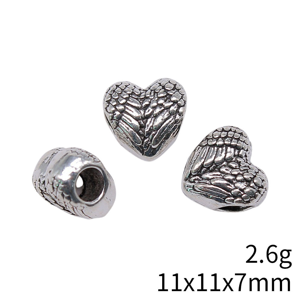 12x11x7.6mm 2.6g Multicolor Zinc Alloy Double Wings Heart Large Hole Beads for DIY Bracelet Jewelry