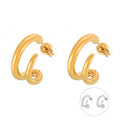 C-Shape Twisted Hoop Stud Earrings Gold Steel Finish view 5