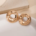 Gold Tone Irregular Textured Open Disc Stud Earrings view 3