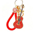 Jeweled Guitar Keychains in Red and Blue Pictured Colors view 5
