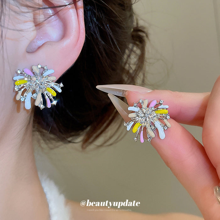 Silver Tone Multicolor Branch Cluster Stud Earrings
