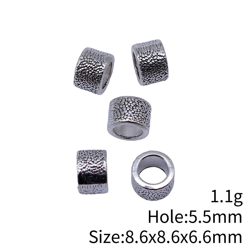 8.6x8.6x6.6mm 1.1g Multicolor Zinc Alloy Pitted Tube Large Hole Spacer Beads for DIY Jewelry Making