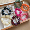 Irregular Acrylic Oval Bead Stretch Bracelets 8 Colors view 4