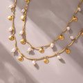 Gold Shell Charm Freshwater Pearl Stainless Steel Necklace view 4