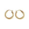 Gold Tone Smooth Interlocking Rounded Double Hoop Earrings view 4