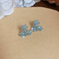 Pale Blue Enamel Flower Cluster Statement Stud Earrings view 6