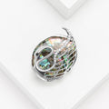 Silver Abalone Shell Swan Brooch Openwork Wing Rhinestones view 2