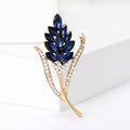 Navy Crystal Wheat Stem Brooch in Gold or Silver Tone view 2