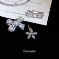 Silver Tone Crystal Bow Clip On Earrings In Three Shapes view 4